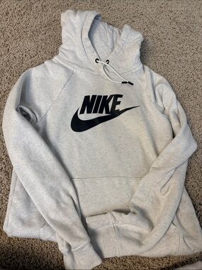 Nike Light Gray Hoodie with Black Logo